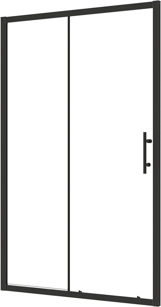 Aica douchedeur schuifdeur 120x185cm 5mm gehard veiligheidsglas mat zwart profiel