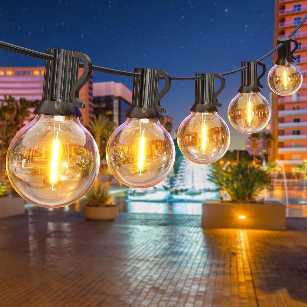 Lichtsnoer Buiten LED Buiten Lichtslingers voor binnen/buiten, 18 Meters Lichtketting Gloeilamp Buiten,Warm Wit waterdicht, Plastic lampen, voor tuin, patio, kerstfeesten, bruiloft,[Energieklasse A+]