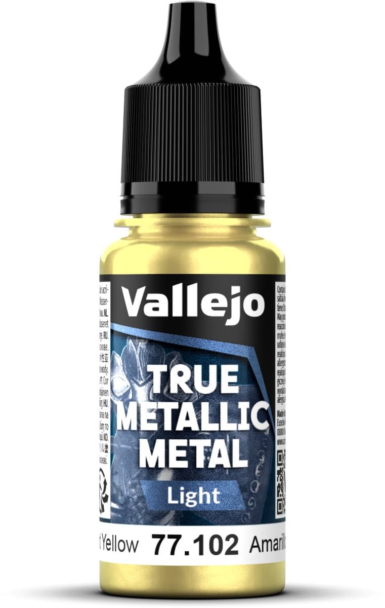Vallejo Hobbyverf Acrylverf - 77102 True Metallic Metal - Light - Stralend Geel - Acryl - Verf flesje - 1x 18 ml
