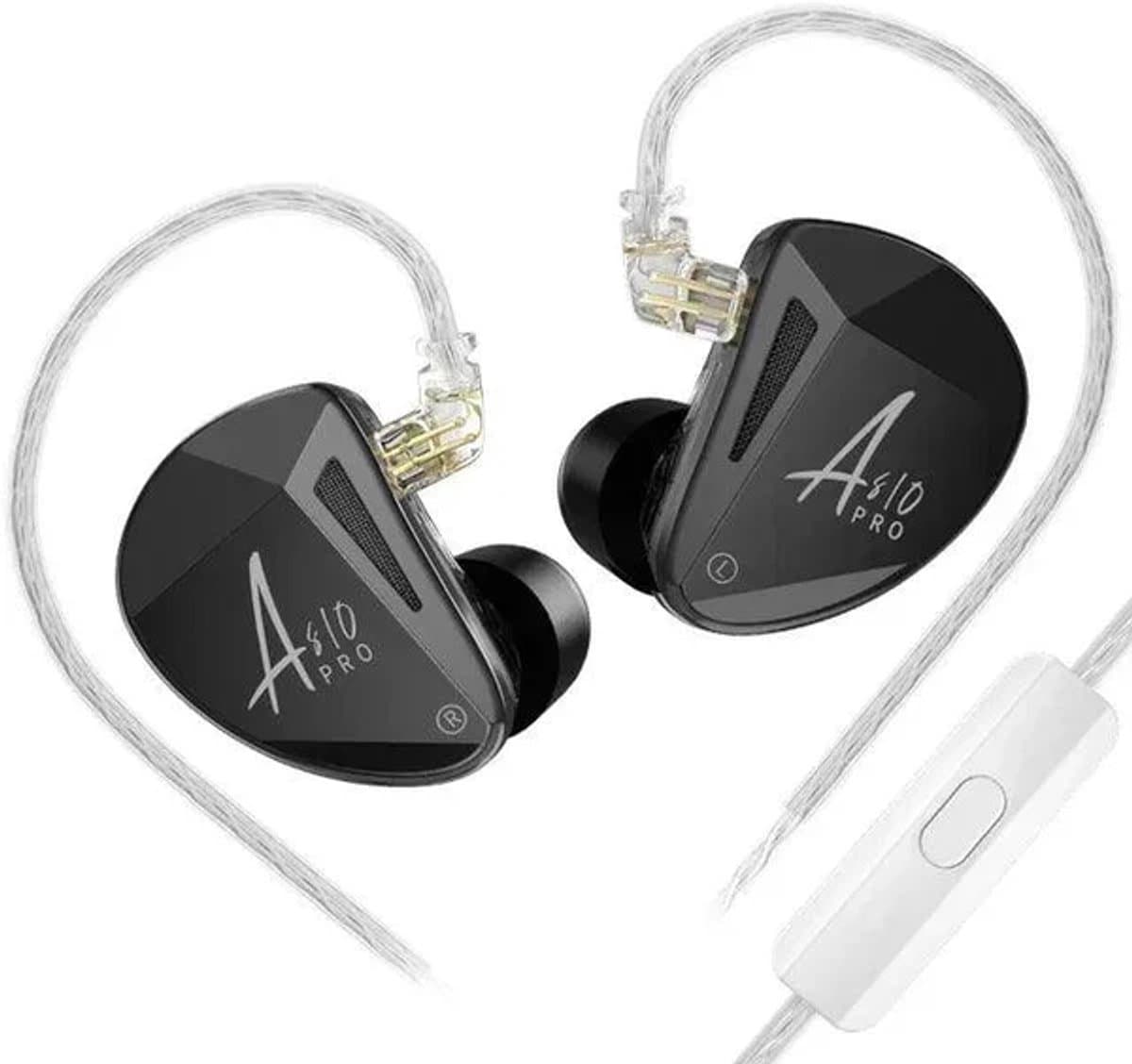 KZ AS10 Pro - In-Ear Monitors - IEM - 10 Drivers - Muziek & Gaming Oortjes - Oordoppen - Verwisselbare Kabel - Hybride Drivers - Ergonomisch Design – Zwart