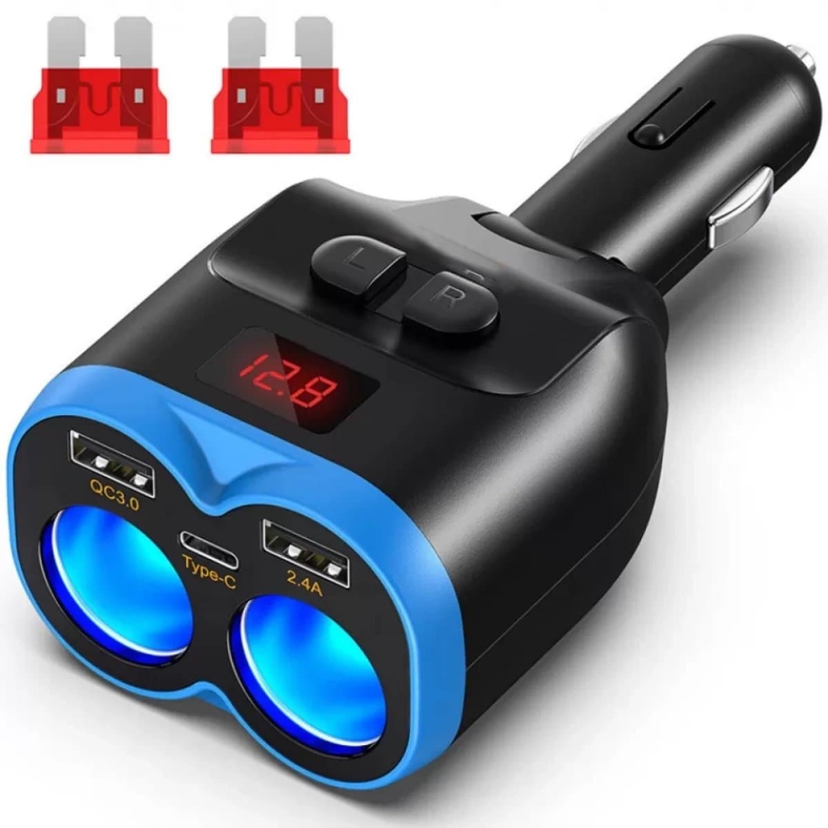 EXCITAT Autolader - Sigarettenaansteker Splitter - 12V - met dubbele USB-lader