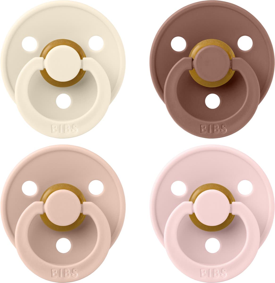 BIBS – Fopspenen - Colour – 4 Pack – Rond - Ivory/Blush/Woodchuck/Blossom – Maat 2