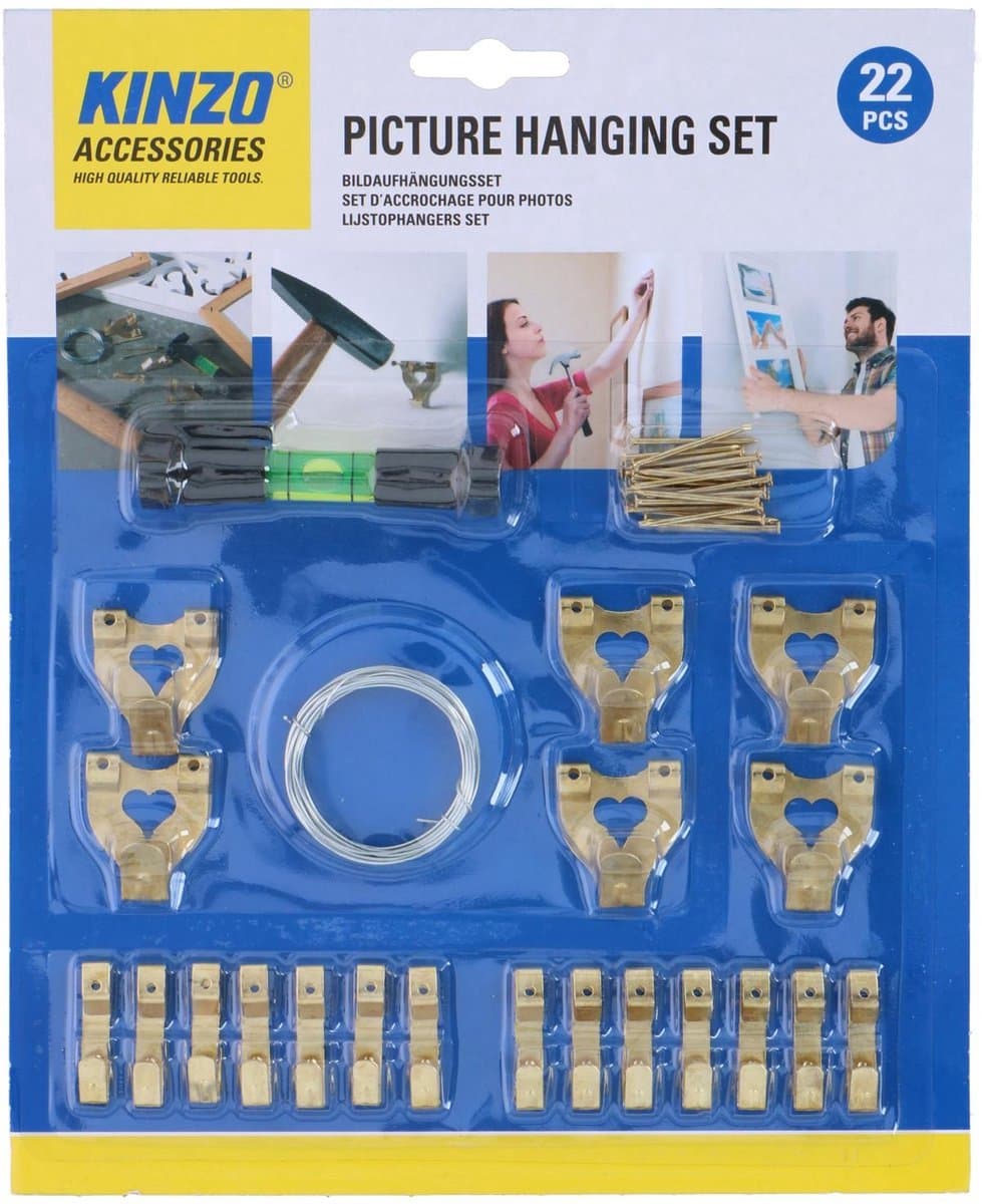 * Kinzo Accessoires Set - 20 Stuks - Schilderij fotolijst ophangen - DIY - Woonkaer Slaapkaers *