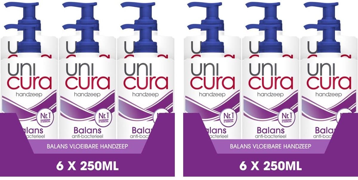 Unicura Handzeep Pomp Balance 12 x 250ml - Voordeelverpakking