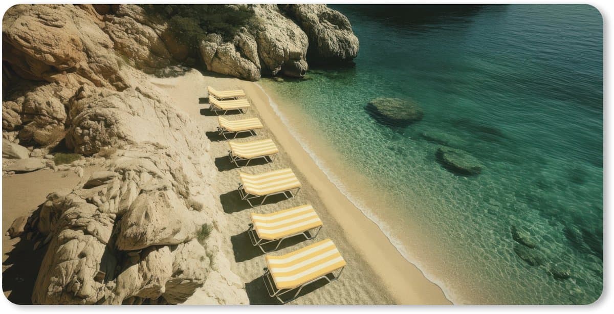 Muismat XXL 80x40 cm - Bureau onderlegger - Bureau mat Strandbedden - Zee - Stenen - Baai - Bureaumat - Gaming mousepad xl - Bureaulegger groot - Computer deskmat