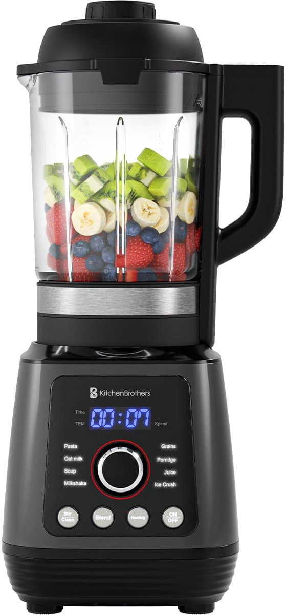 KitchenBrothers Blender - Thermoblender - BPA Vrij - 1.75L - Kookfunctie - 700+1000W - Smoothie Maker - Soepmaker - IJscrusher - Zwart