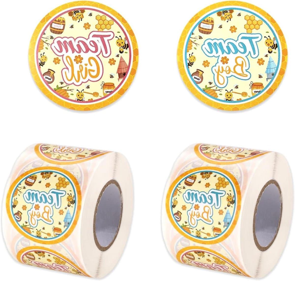 JHubers Goods - 1000 Stuks Gender Reveal Stickers, Team Boy of Team Girl, Kleurrijk - Babyshower Feestartikelen