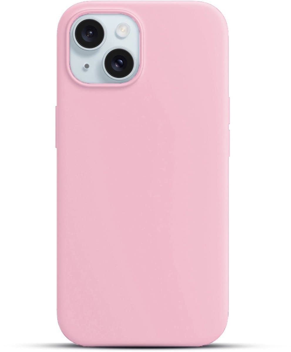 Solidenz Roze Siliconen Case geschikt voor iPhone 15 hoesje compatibel met MagSafe - Rose Quartz