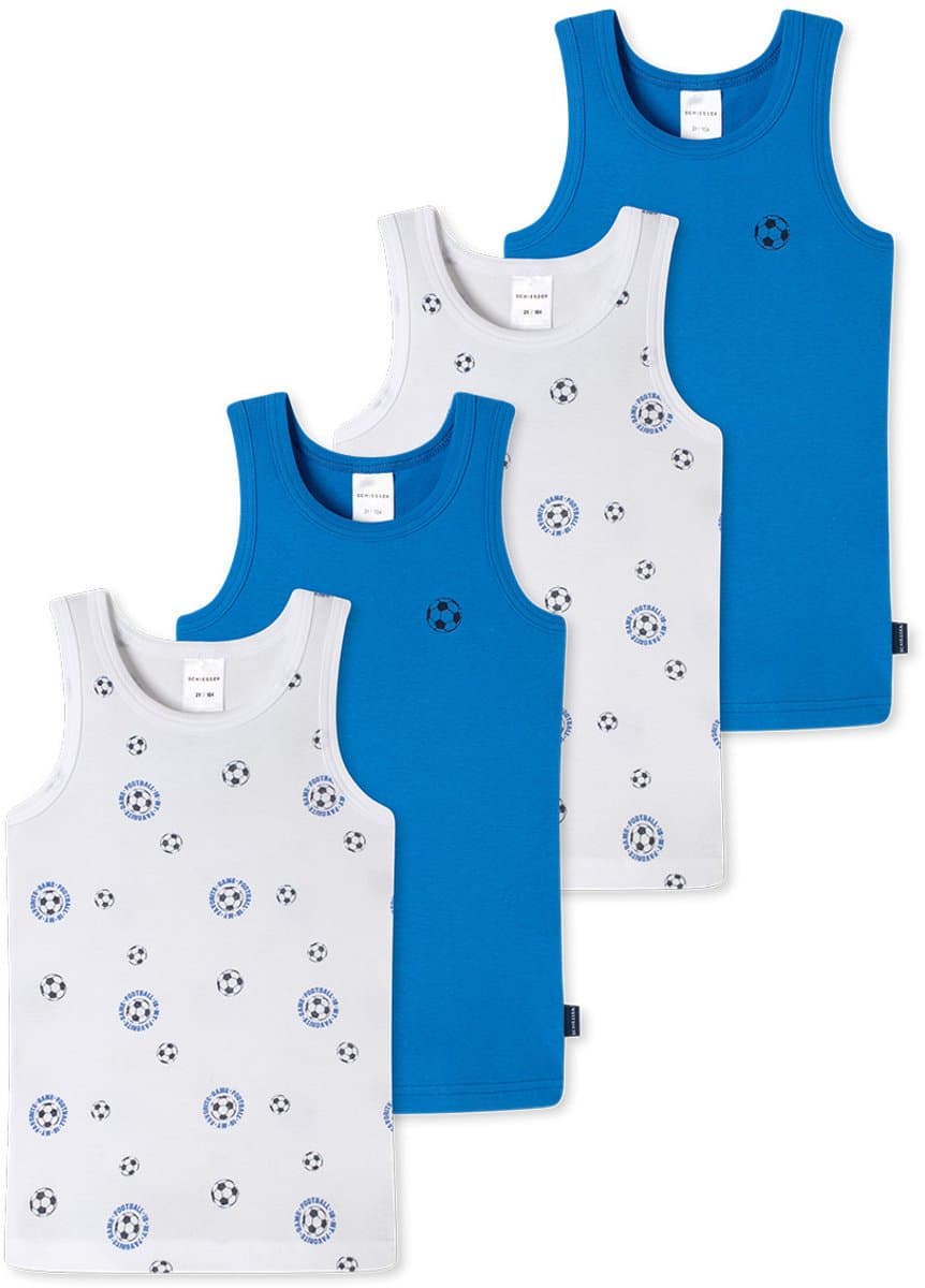 Schiesser Jongens onderhemd 4 pack Kids Boys fijnrib Organic Cotton