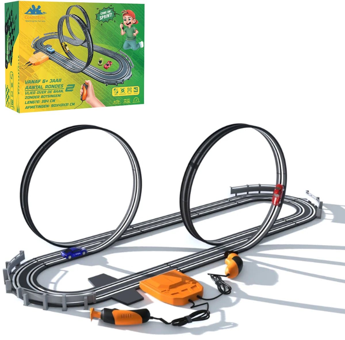 CosmoToys Elektrische Racebaan - Auto Speelgoed - voor Kinderen - Kinderspeelgoed - Autobaan Speelgoed - 3.9M Lang - Looping