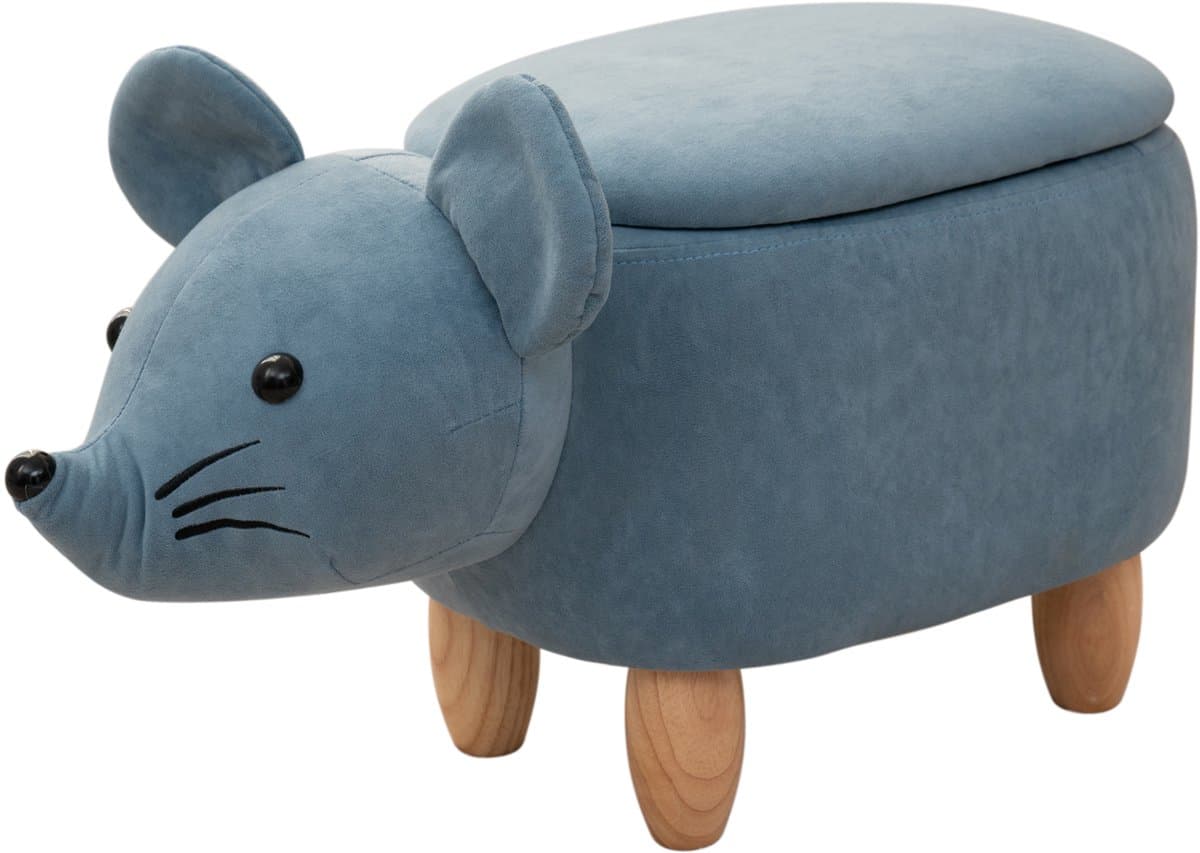 SVITA Dierenkruk Opbergkruk Kinderkruk Zitkruk Kinderkamer Zitkist Muis Blauw
