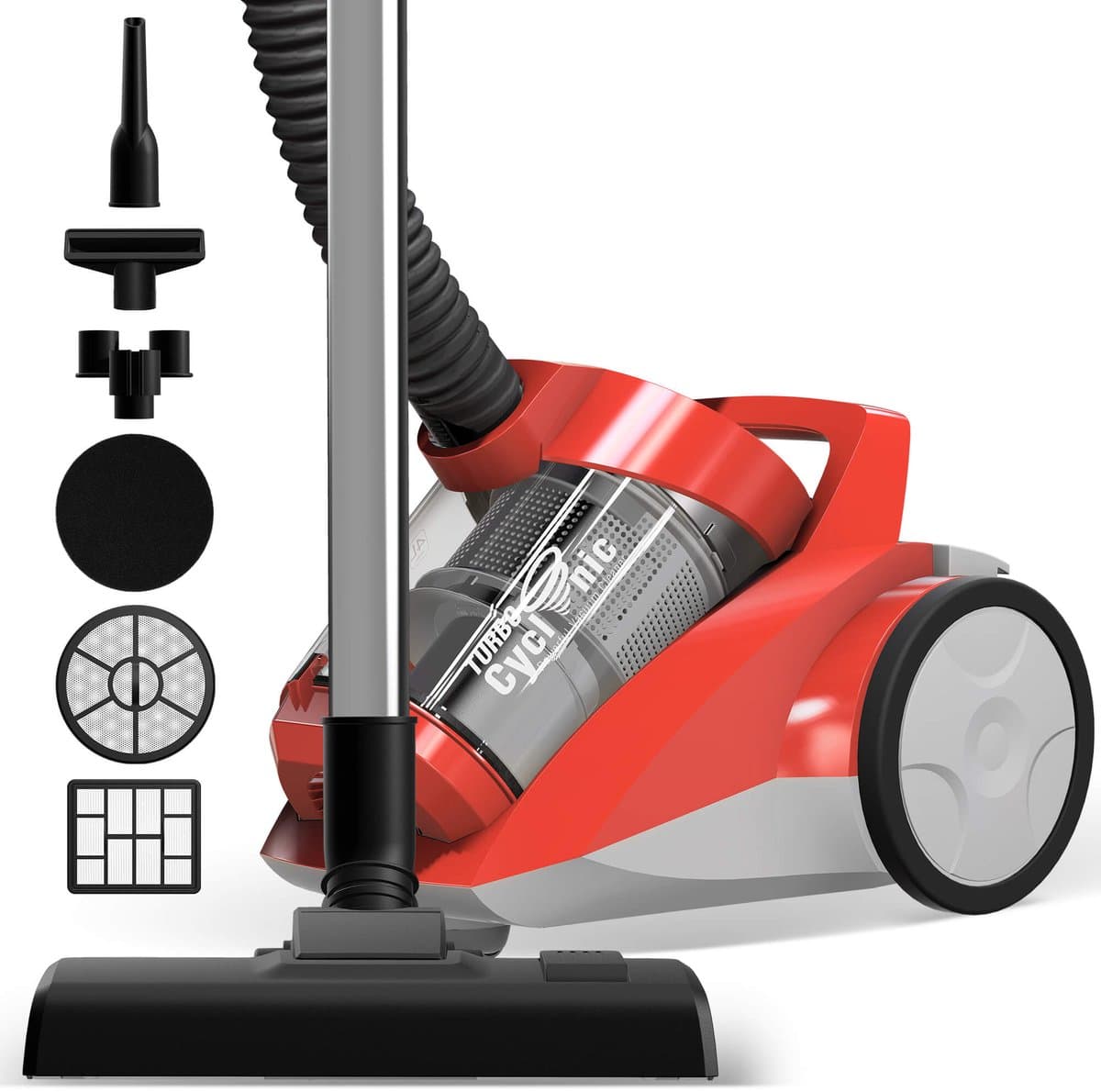 TurboTronic CV04 Stofzuiger zonder zak - 4 Liter - Hoge Zuigkracht - Rood