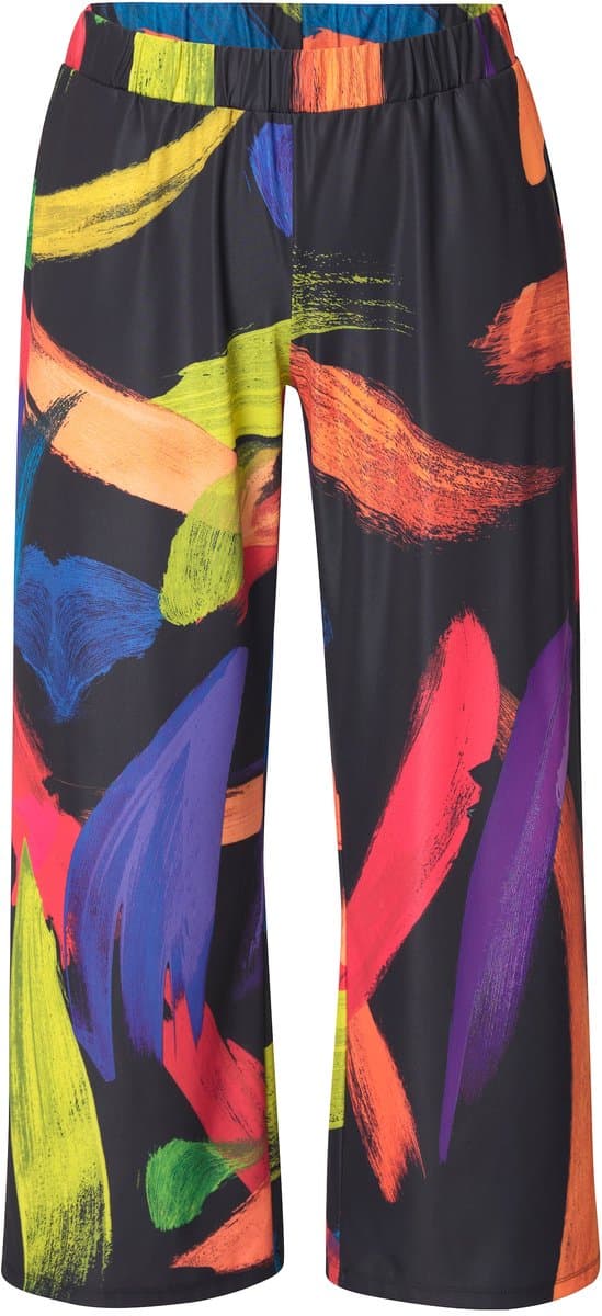 Angel of Style - Dames - Broek wijde pijp all-over print - Zwart - Maat 48