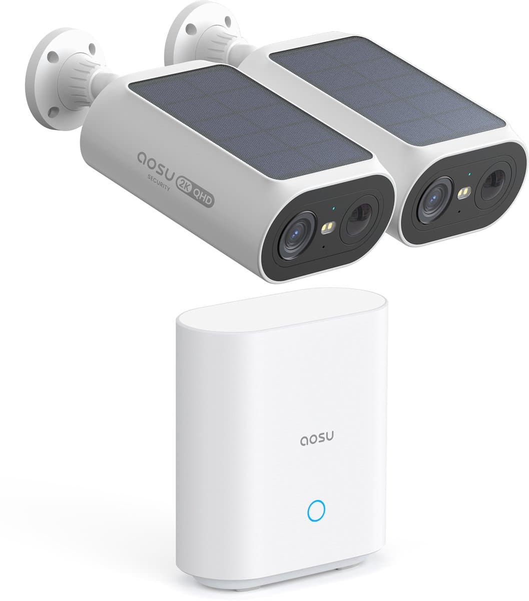 AOSU SolarCam P1 SE - 2 Beveiligingscamera's met 2K Resolutie - Zonne-energie - 2-Weg Audio - AI