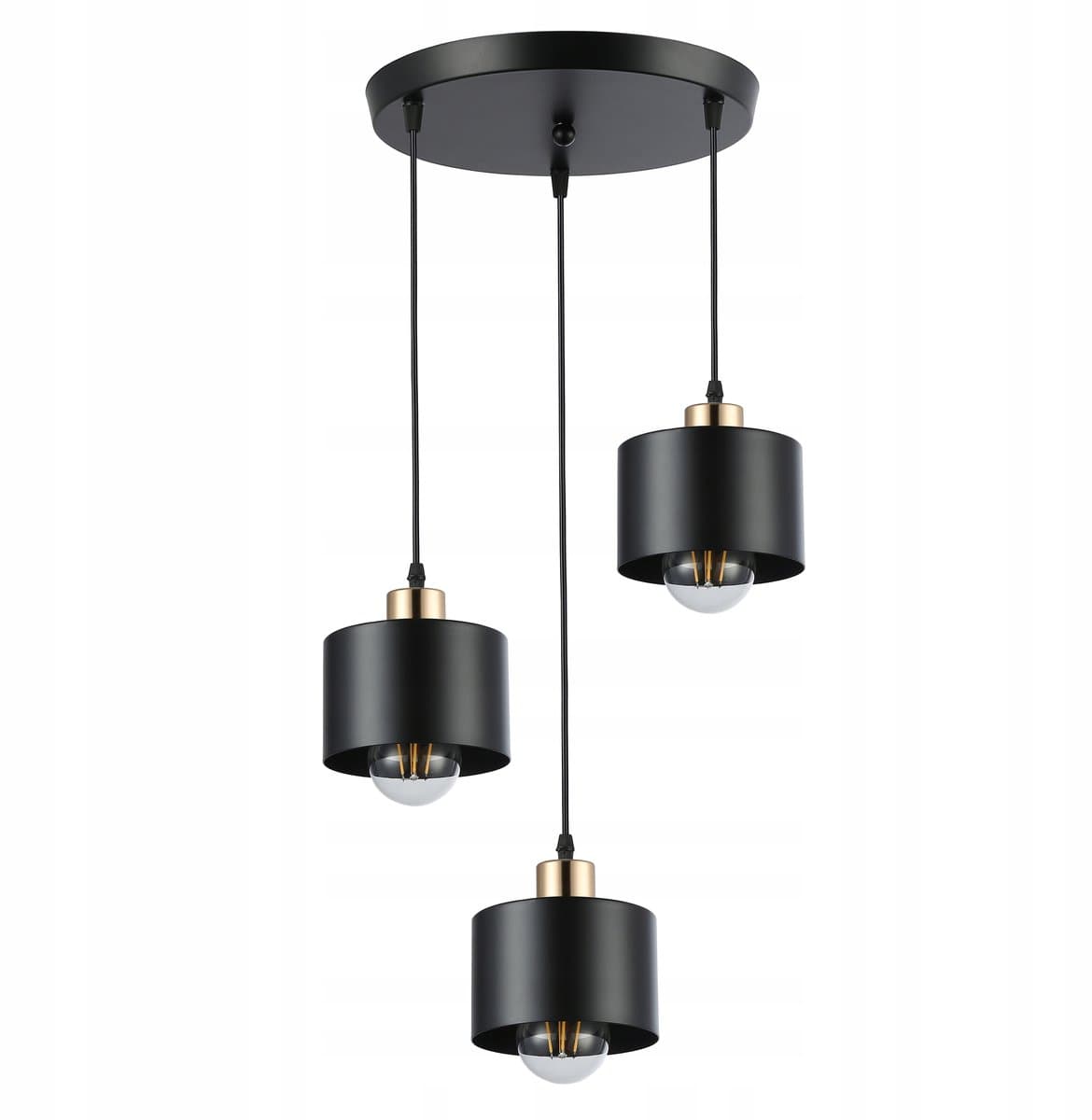 Zwarte Loft Hanglamp met 3x E27 Fitting - Stijlvolle Plafondlamp