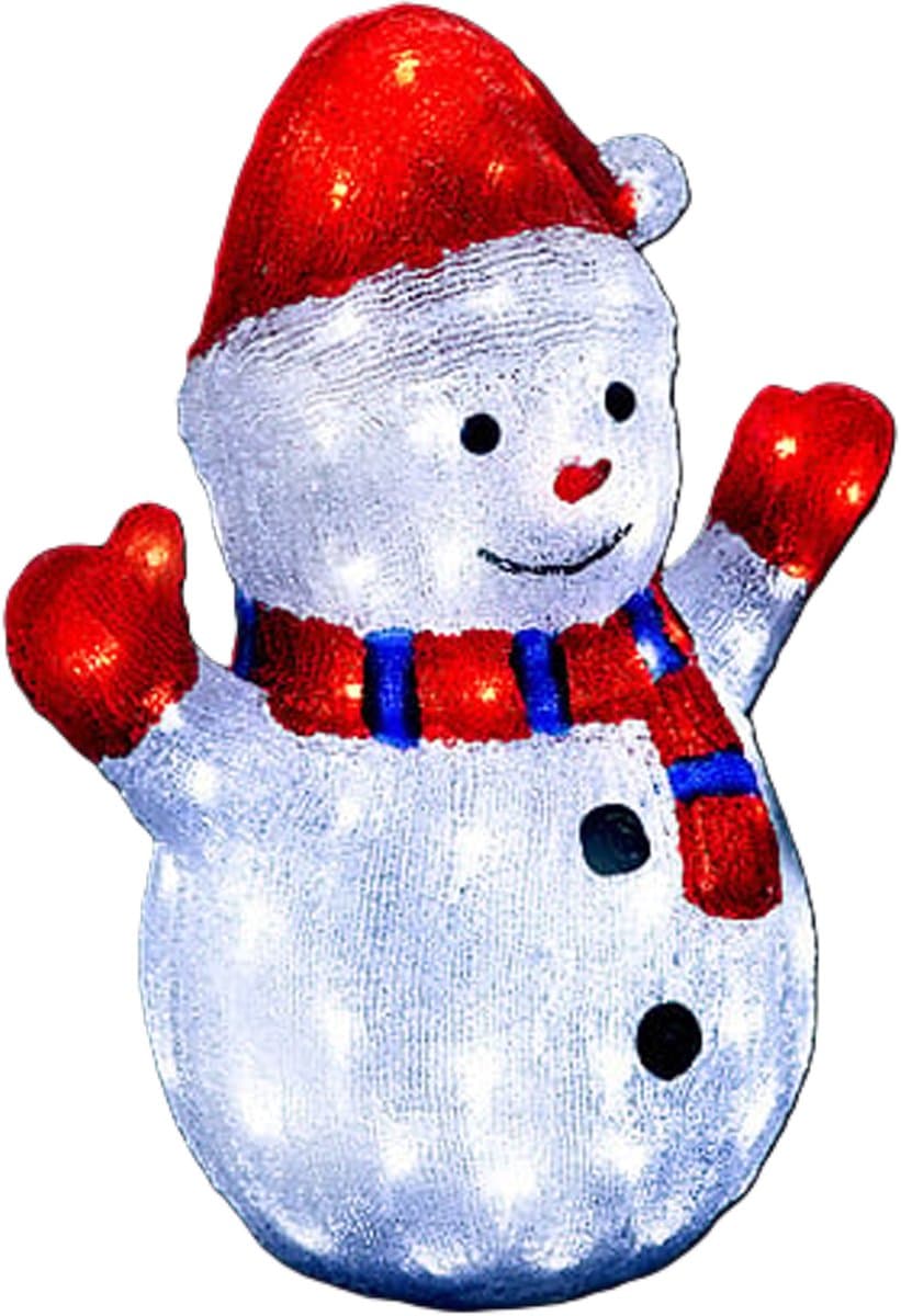 Feeric Zonne-energie Acryl Sneeuwman Licht - 48 cm, Wit, 90 LEDs