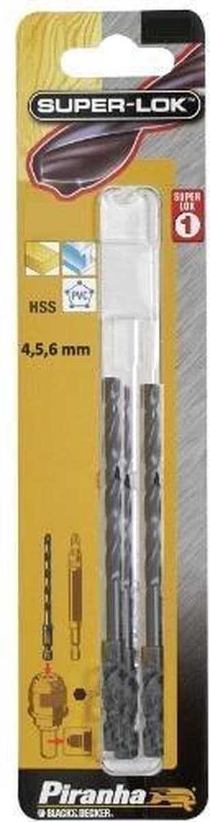 3 Delige set HSS metaalboren Hex 4, 5 & 6mm.