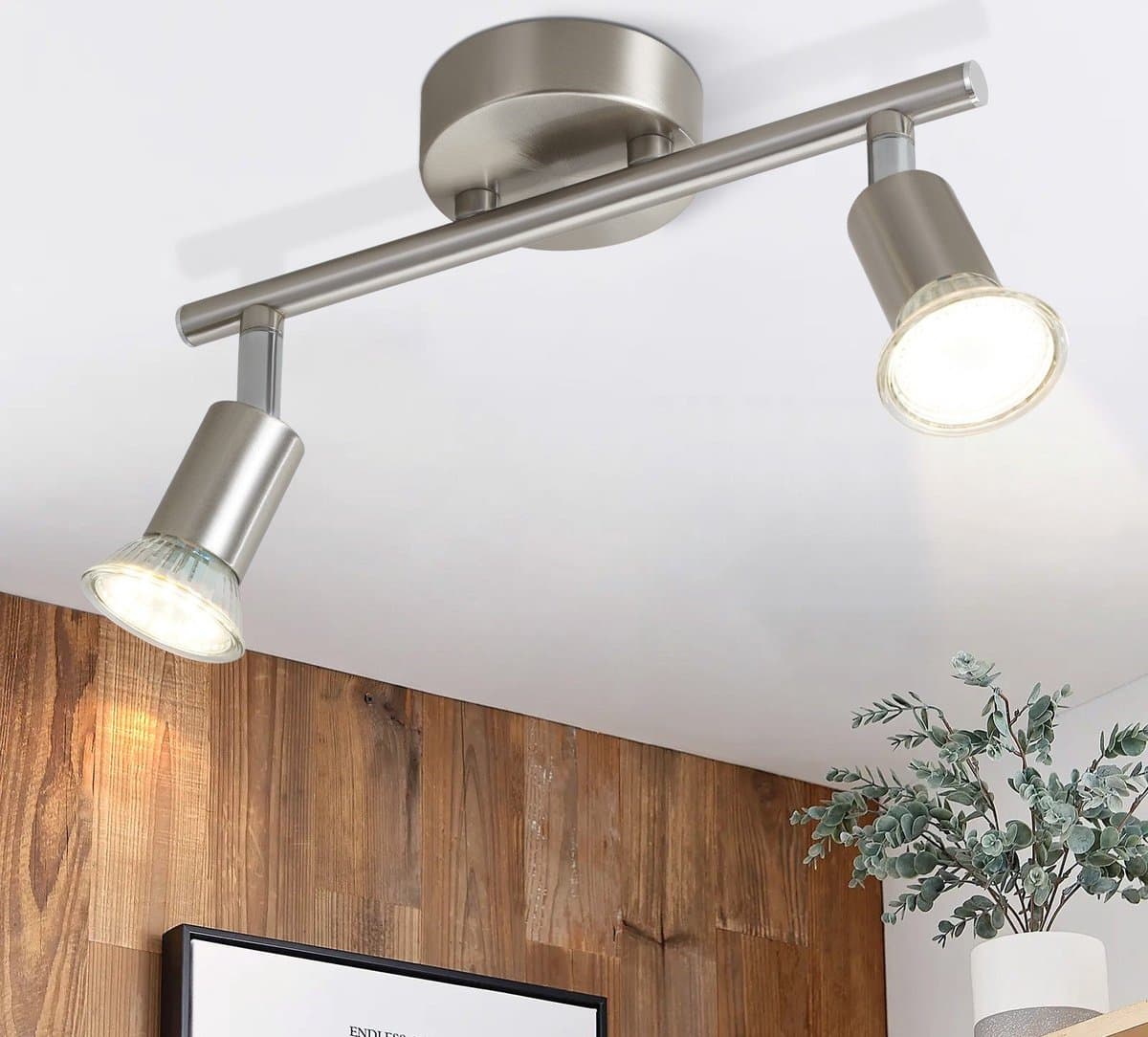 NETTLIFE Opbouwspot - plafondspot met 2 lichtpunten - spots - zilver Plafondlamp - L 25 cm - draaibar - kantelbaar - GU10 fitting - plafoniere - excl. GU10-excl. lichtbron