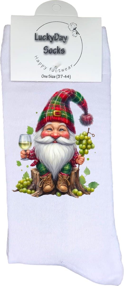 Gnoom - Opkikker - Grappige sokken - Valentijns cadeau - Verjaardag cadeau - Sinterklaas cadeau - Leuke sokken - Vrolijke sokken - Wijn - Kerst Sokken - Vaderdag - Moederdag - Kerstcadeau - Socks die Happy maken - Maat 37-44