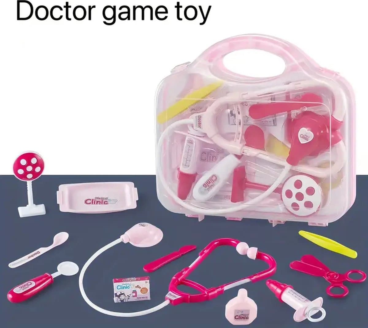 12-Delige Dokters Speelgoedset voor Kinderen – Inclusief Stethoscoop, Thermometer, Spuit & Meer – Draagbare Koffer – Dokter Speelgoed voor Jongens en Meisjes – Educatief Rollenspel – Roze