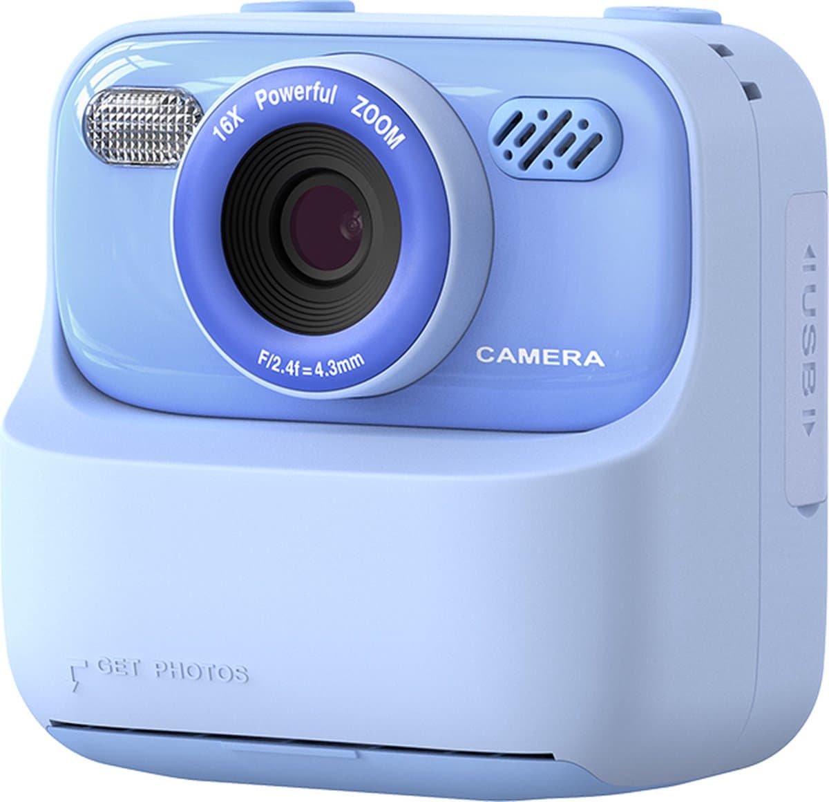 Kiraal 3-in-1 Digitale Kindercamera - Instant Print & Selfie - Inclusief 3 Fotorollen & 32GB SD Kaart - Vlog- en Speelcamera met Games - Camera - Met Nederlandse Handleiding - Blauw