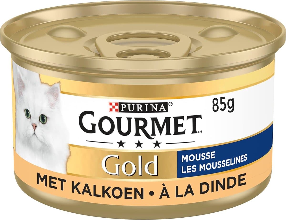 Zachte Mousse Kattenvoer met Kalkoen - 24 Blikjes van 85g - Volledig Diervoeder voor Volwassen Katten