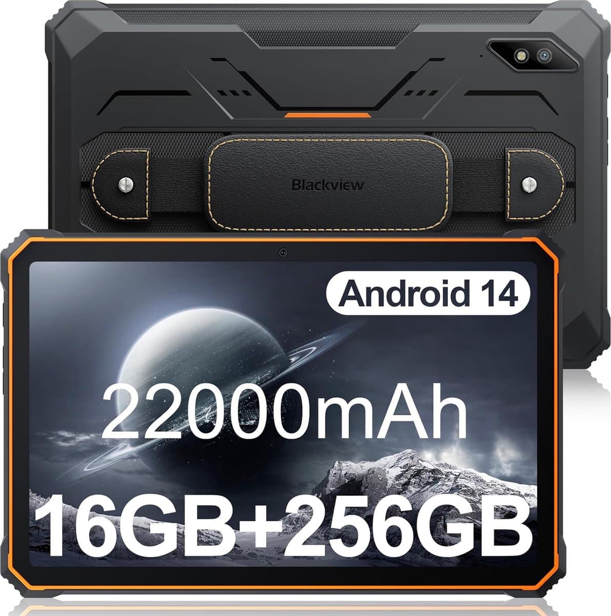 Blackview Active 8 Pro - Tablet - 16GB RAM - 256GB - Dual 4G SIM+WiFi - 10.36 inch - 22000mAh - Octa Core - Android 15 - 48MP+16MP - IP68 Waterdicht - Oranje