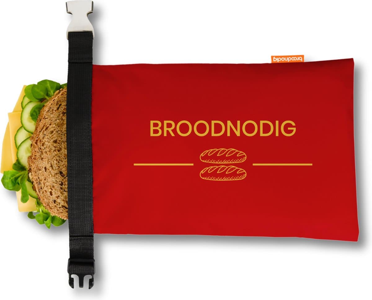 Broodnodig® - Herbruikbare Boterhamzak - van 100% Gerecyclede Flessen - Ideaal als Diepvrieszakjes - Lunchzak - Herbruikbaar Boterhamzakje - Foodwrap - Lunchbox - 30x20cm - Rood