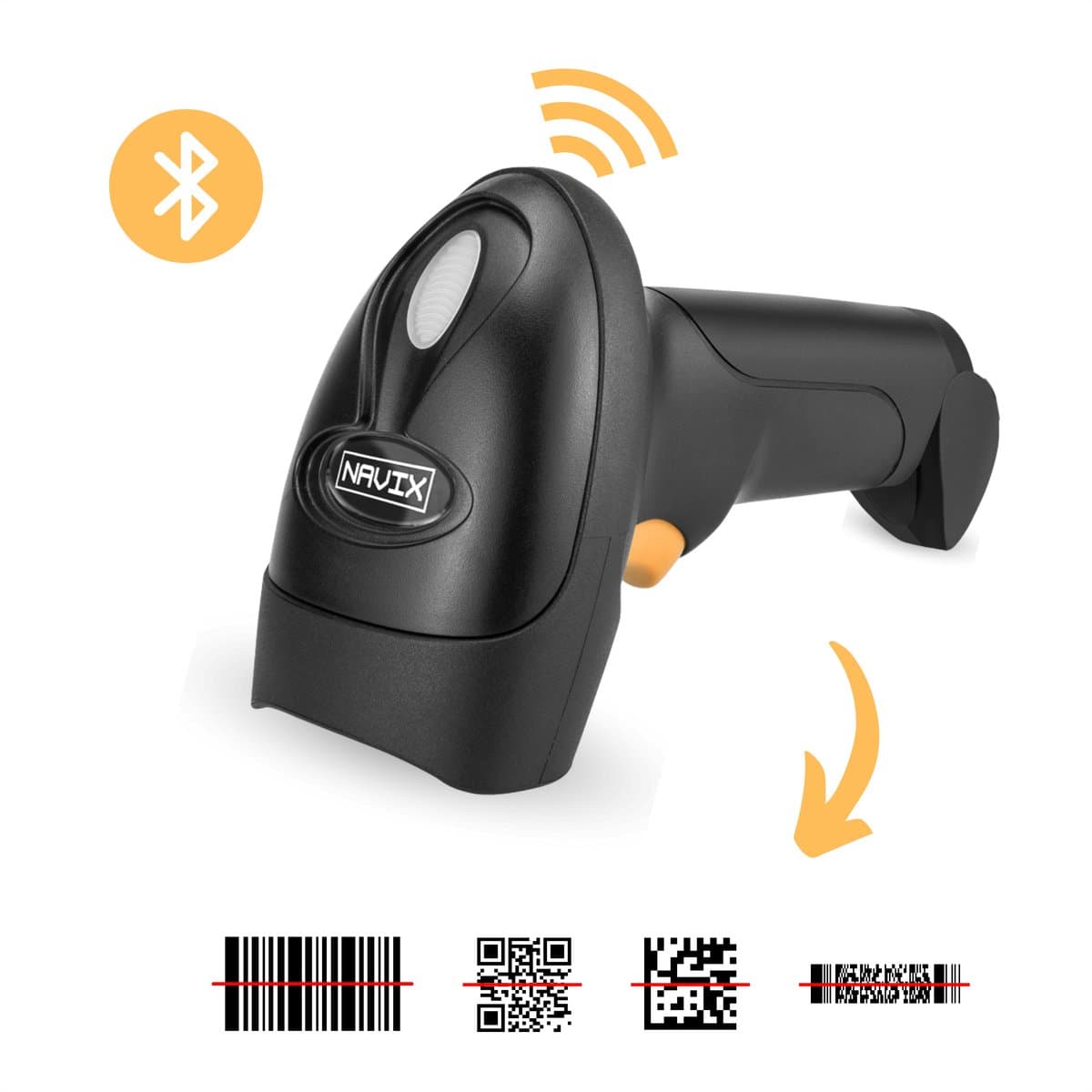 NAVIX Draadloze Bluetooth Barcode Scanner - QR Code Snel en Nauwkeurig Draadloos Scannen - Plug & Play Handscanner - Geschikt voor Smartphone en Tablet
