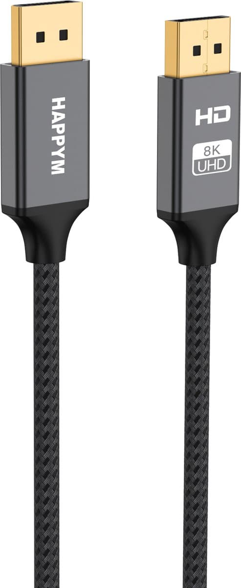 DisplayPort 1.4 Kabel 2M – 8K 60Hz – 4K 120Hz en 2K 240Hz voor Gaming en Monitoren