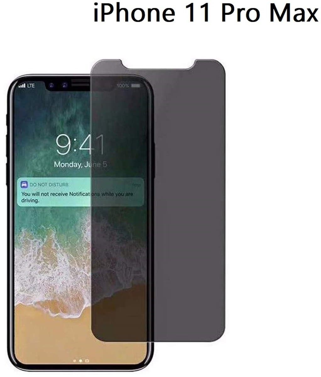 iPhone 11 Pro Max Privacy screenprotector Glass Anti Spy - van Bixb