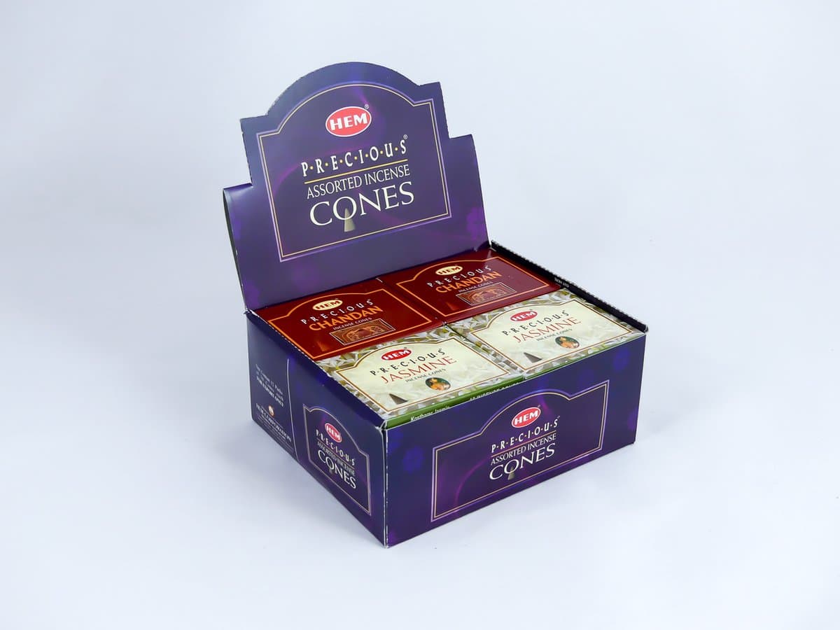 HEM Wierook Kegels / Cones - Assortiment / Assorted (Precious) - Voordeelbox (12 Pakjes / 120 Kegels)