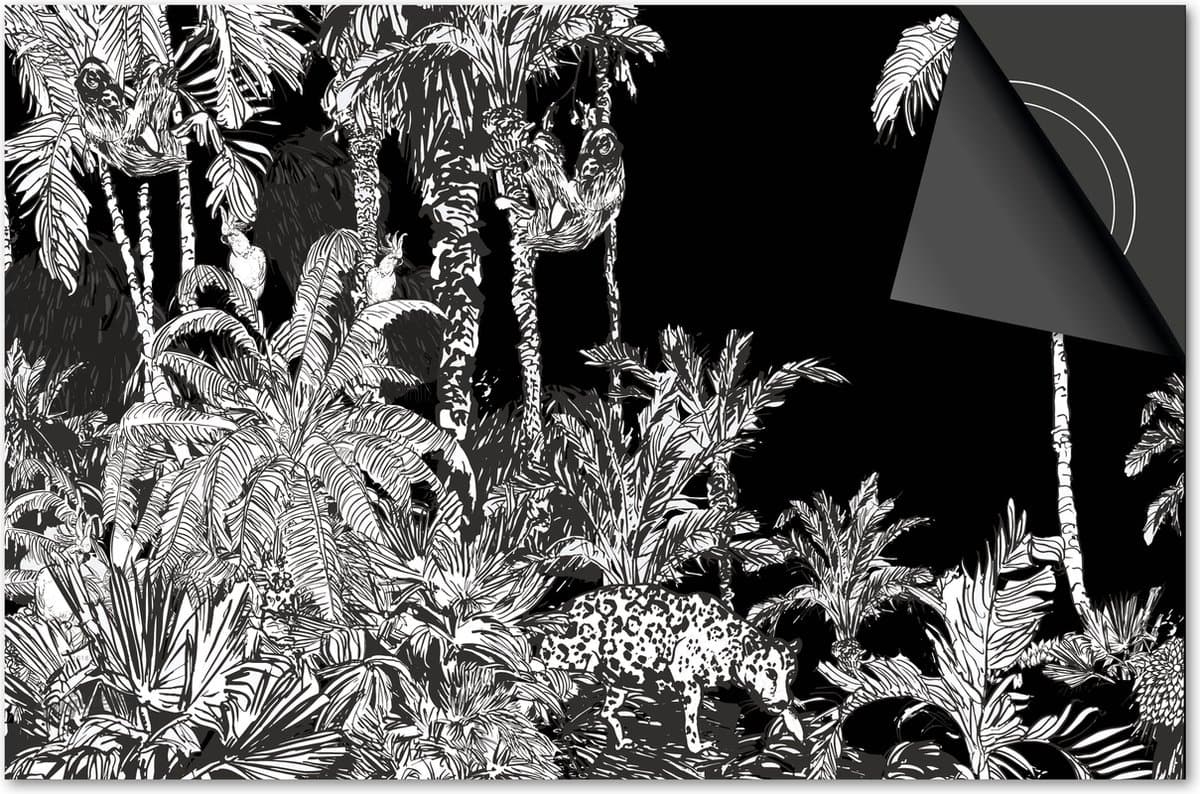 Inductie beschermer 81x52 - afdekplaat inductie mat - Dietrix Kookplaat beschermer - DELUXE - Jungle Tekening Dieren