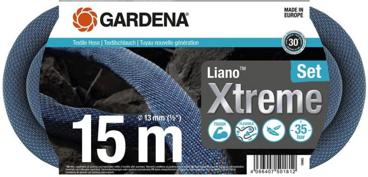Gardena Textielslang Liano Xtreme 15 m Set