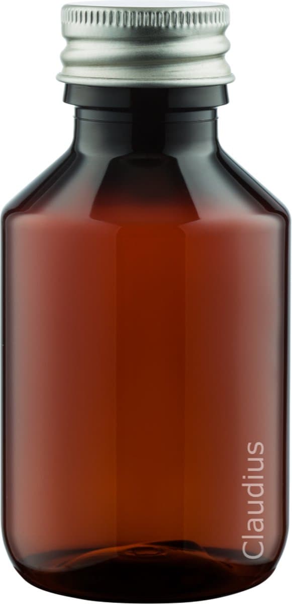 Lege Plastic Fles 100 ml PET Amber bruin - met aluminium dop - set van 10 stuks - Navulbaar - Leeg