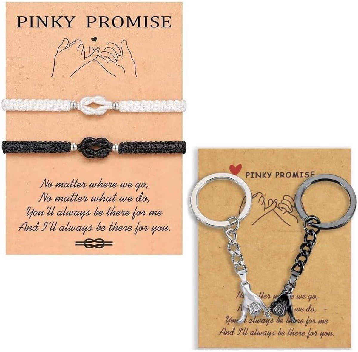 Koppelarmbanden en Sleutelhangers Set - 4 Stuks - Knoop Armband - Perfect voor Paren - ShopVlot
