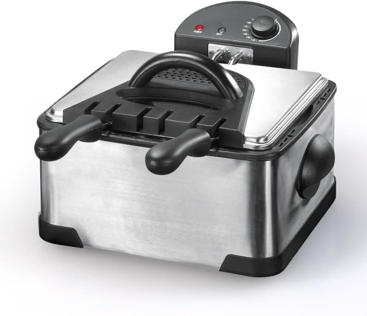 Ploutos® Frituurpan - Friteuse - Dubbele Frituurpan - Zwart/Zilver - 41cm x 41cm x 26cm