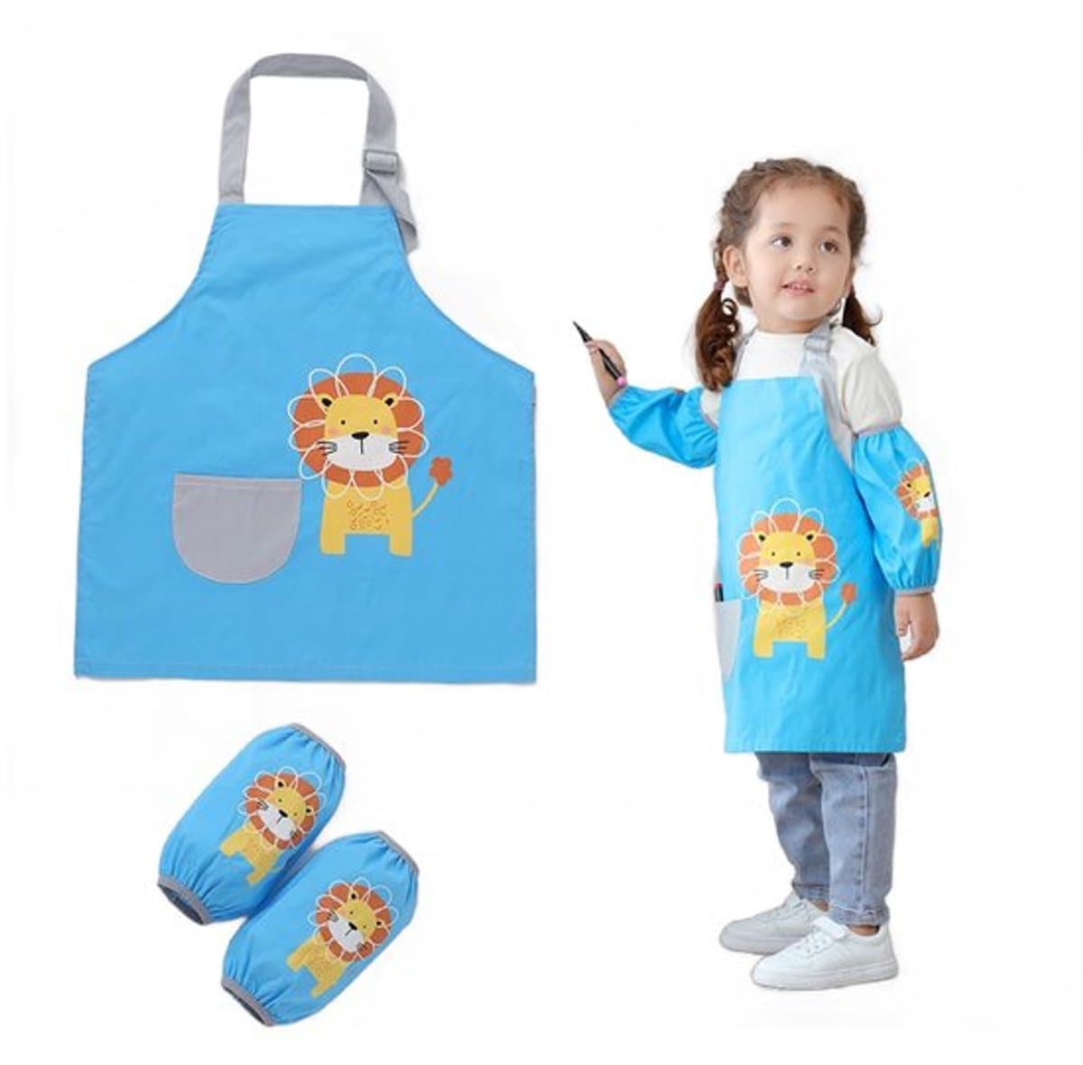 Onf3 - Kinderschort - Verstelbaar - Waterdicht - Blauw - Schilderen - Voor kinderen