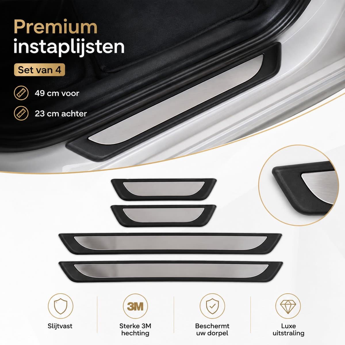Instaplijsten Ford Mustang 6 - Set van 4 - Zwart chrome - AIM