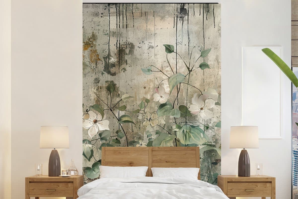 Behang - Fotobehang Bloemen - Bladeren - Abstract - Modern - Breedte 200 cm x hoogte 300 cm