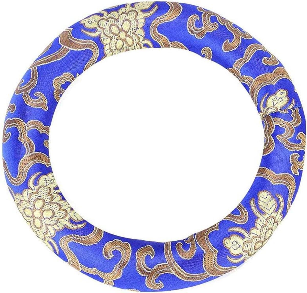 Klankschaalkussen - Meditatiekussen Zangkom - Klankschaal Ondersteunen - Zijdeborduurwerk - 16 cm diameter - Blauw