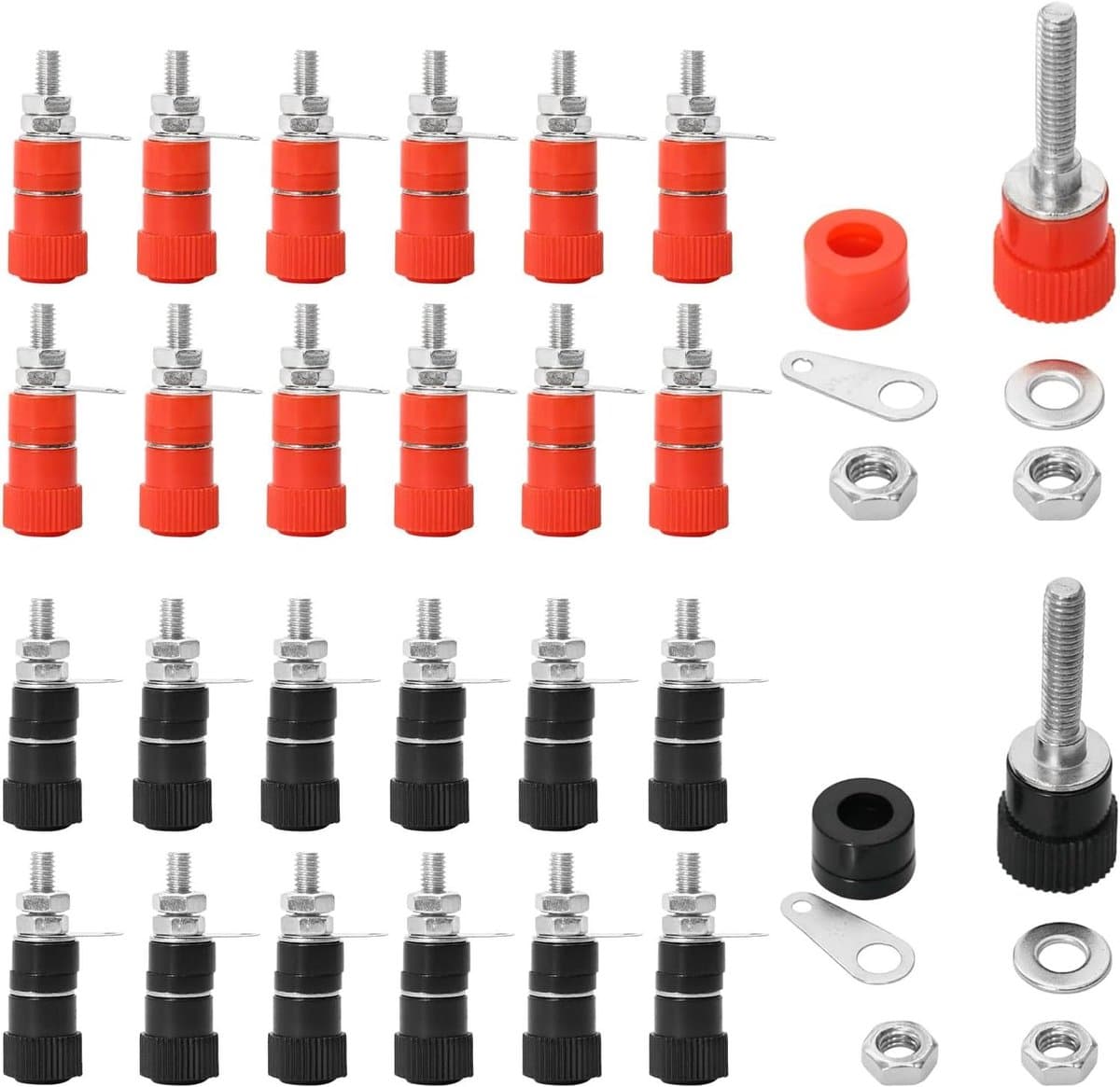 Bananenstekkers - Luidspreker Connectoren - Audio Aansluiten - Schroefbevestiging - 4 mm 26 Stuks - Rood Zwart