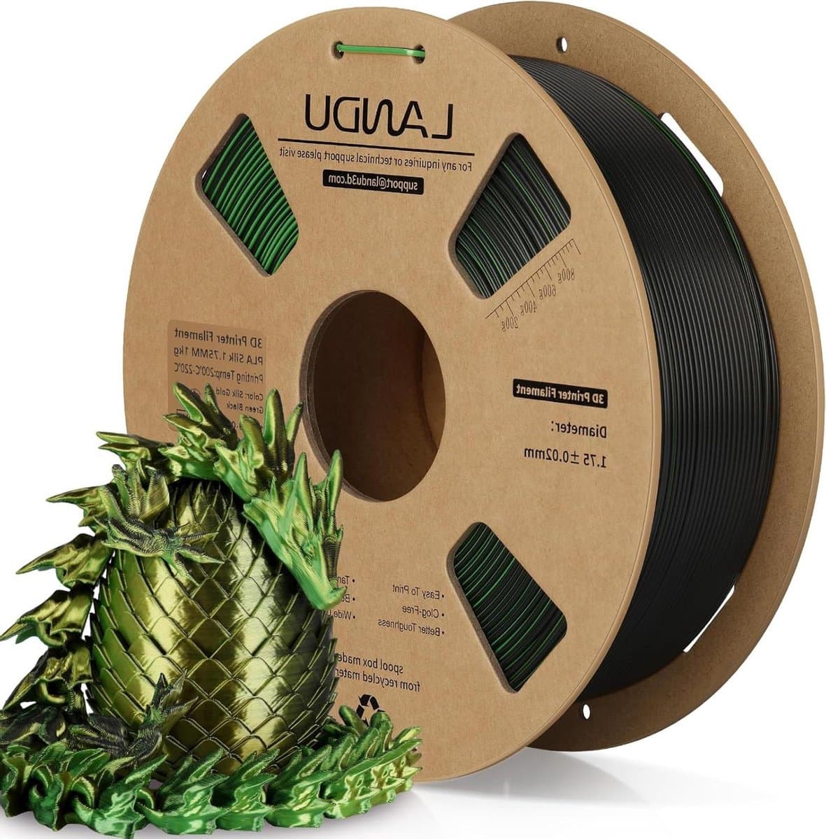 PLA Filament - 3D Printer Draad - 3D Printen - Zijde Glans Afwerking - 1 KG - Goud Groen Zwart