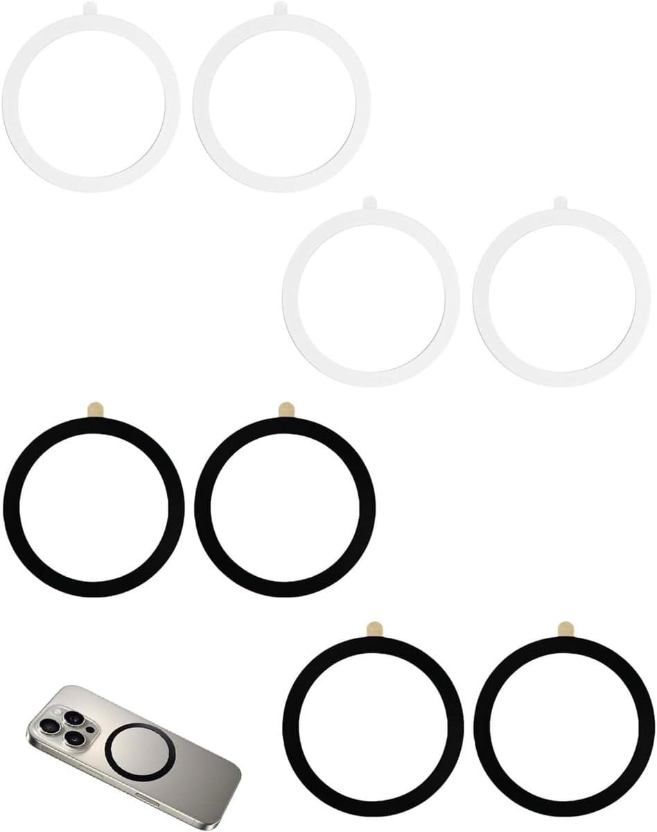 Magnetische Telefoonring met 8 Compatibele Metalen Ringen - Geschikt voor Smartphones en Mobiele Apparaten in 2 Kleuren