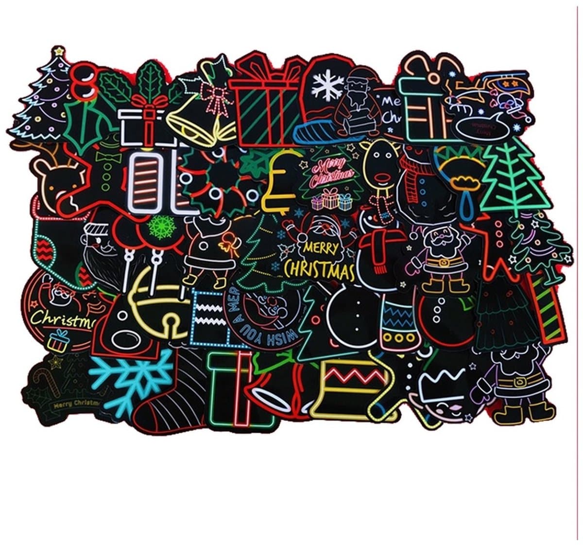 50 Neon Kerst Stickers – Kerstmis & Feestdagen