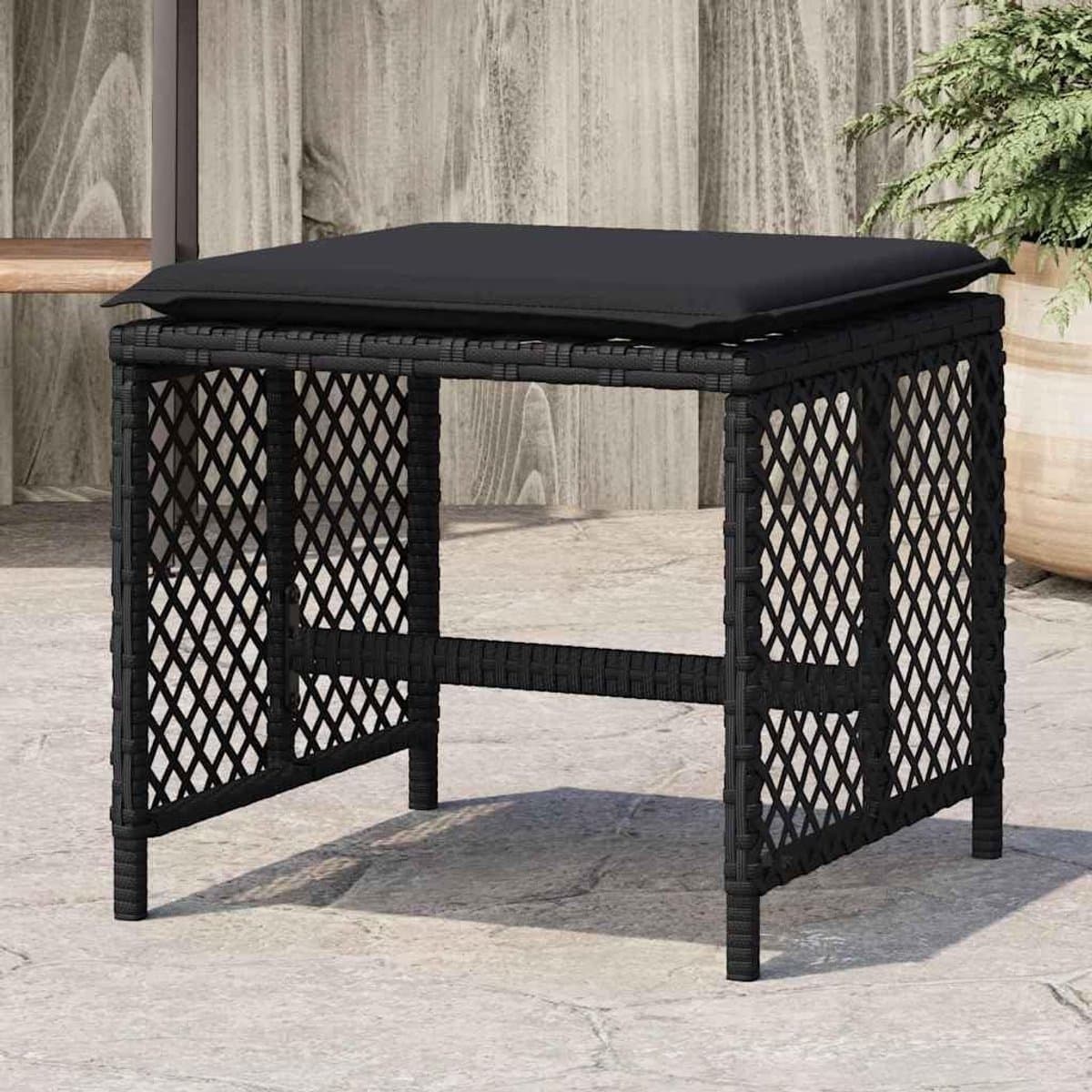 Tuinkruk met kussen - Outdoor zitje - Buiten ontspannen - Set van vier - 41 x 41 x 36 cm