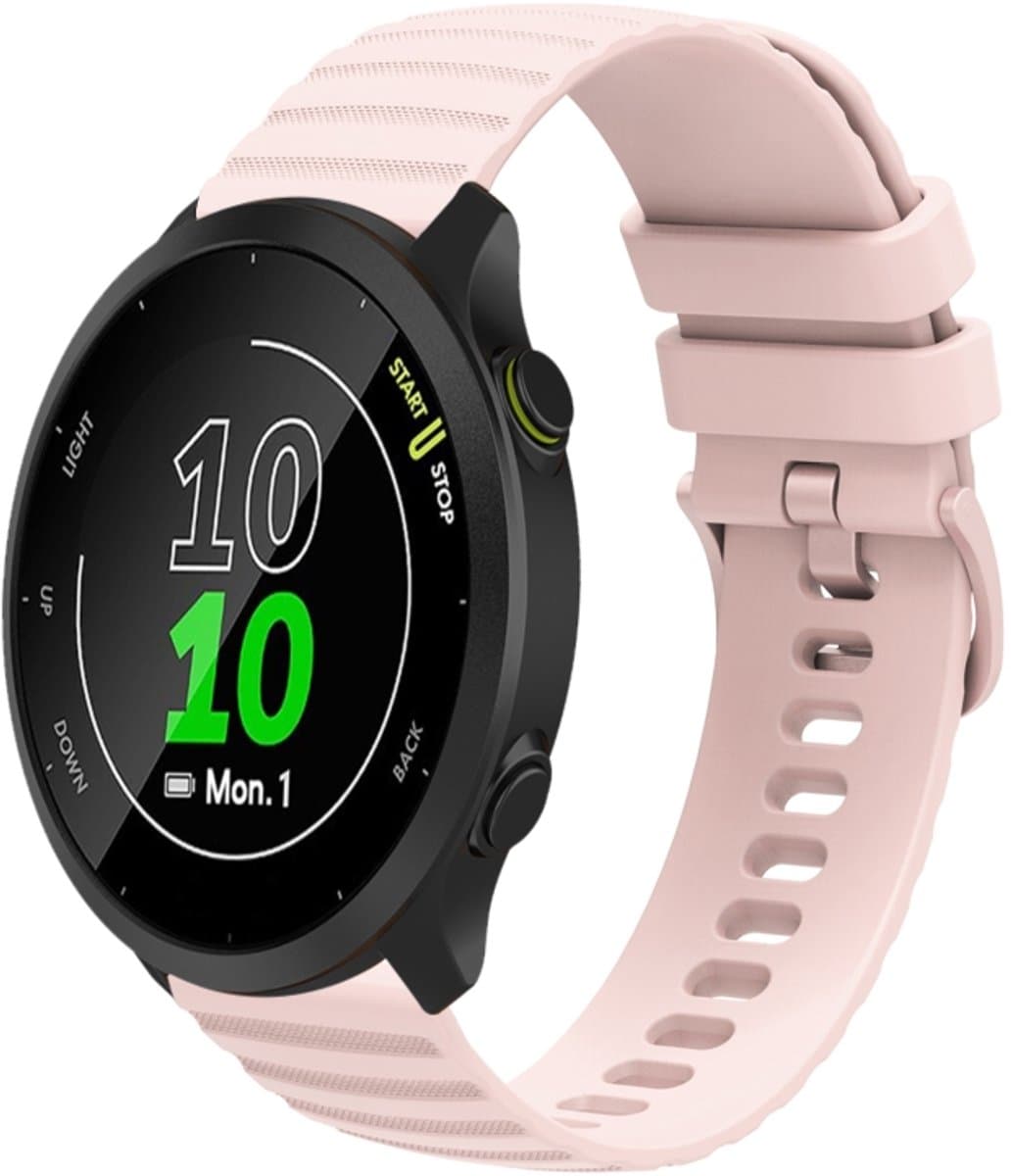 For Garmin Forerunner 158 20mm Wavy Dot Pattern Solid Color Silicone Watch Band(Pink)