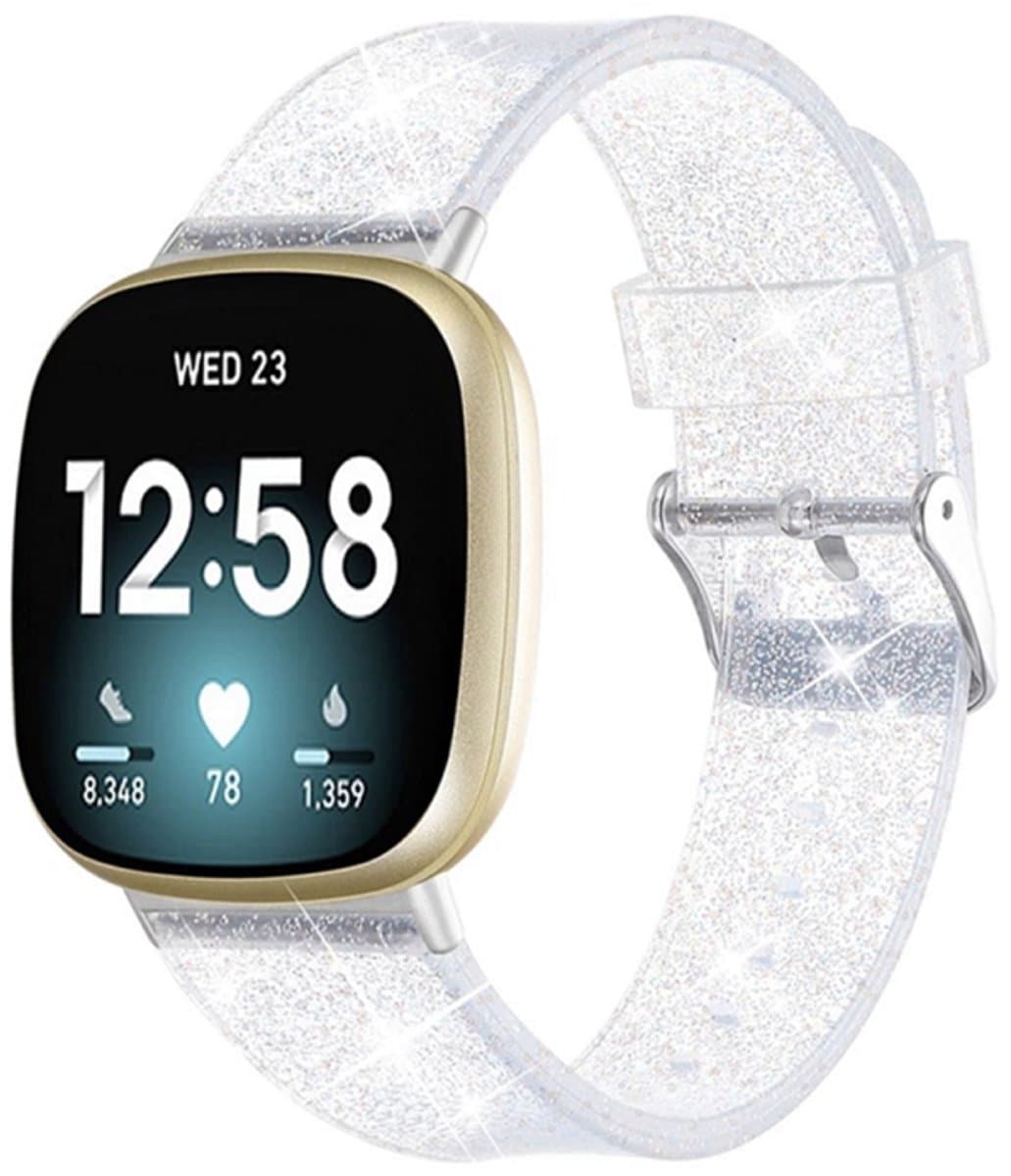 Voor Fitbit Versa 4 / Sense 2 Universal Flash Powder TPU horlogeband (wit)
