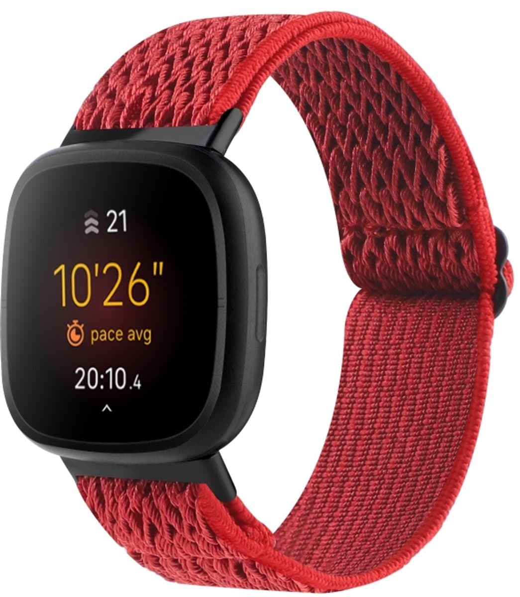 Voor Fitbit Versa 4 / Sense 2 Universal Wave Nylon horlogeband (rood)