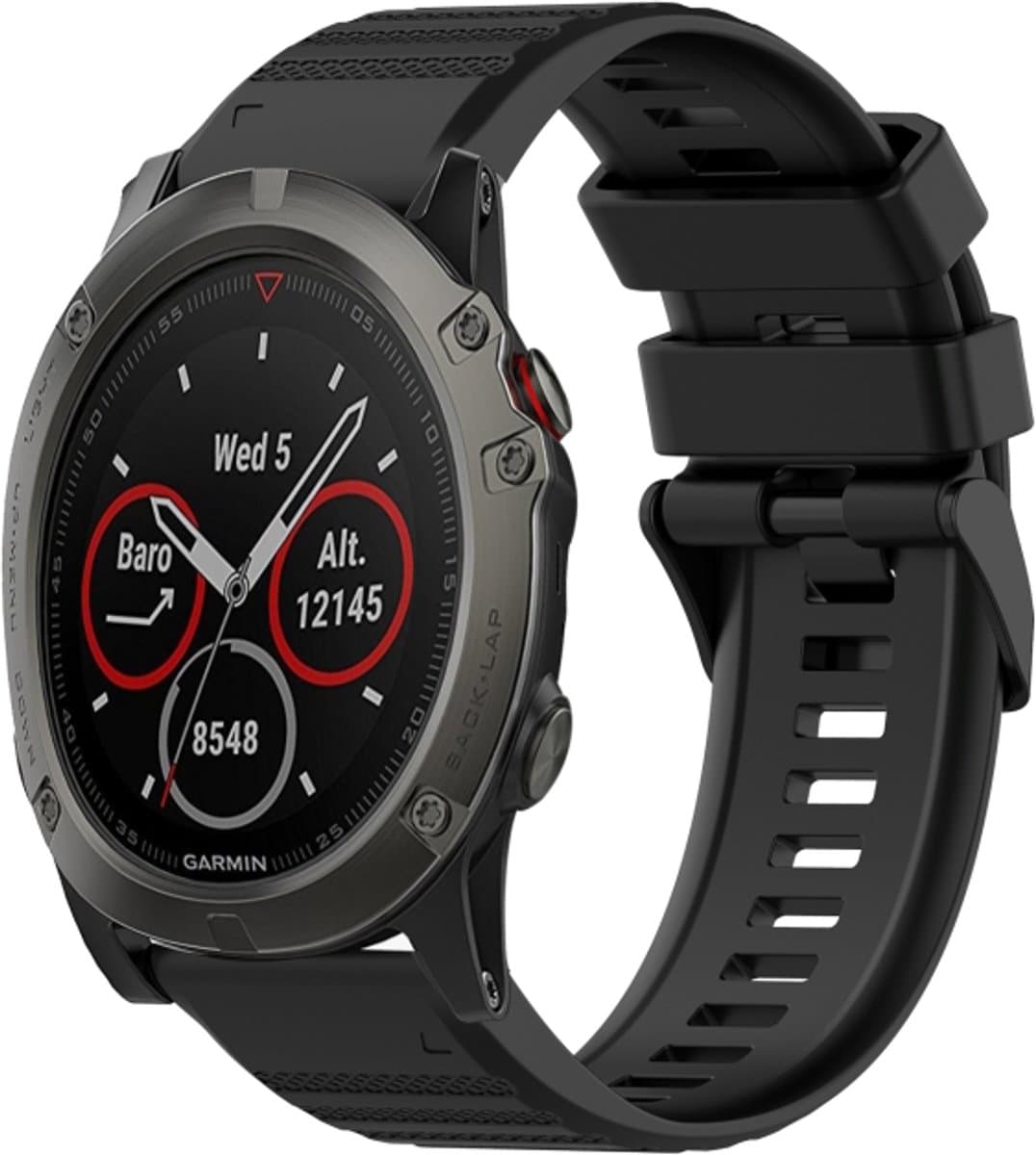 Voor Garmin Fenix 5X Sapphire 26mm Horizontale Textuur Siliconen Horlogeband met Removal Tool (Zwart)